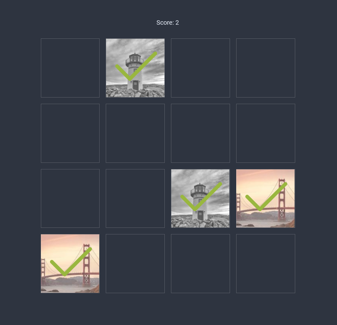 Playing Dynamic Image Memory Game Screenshot