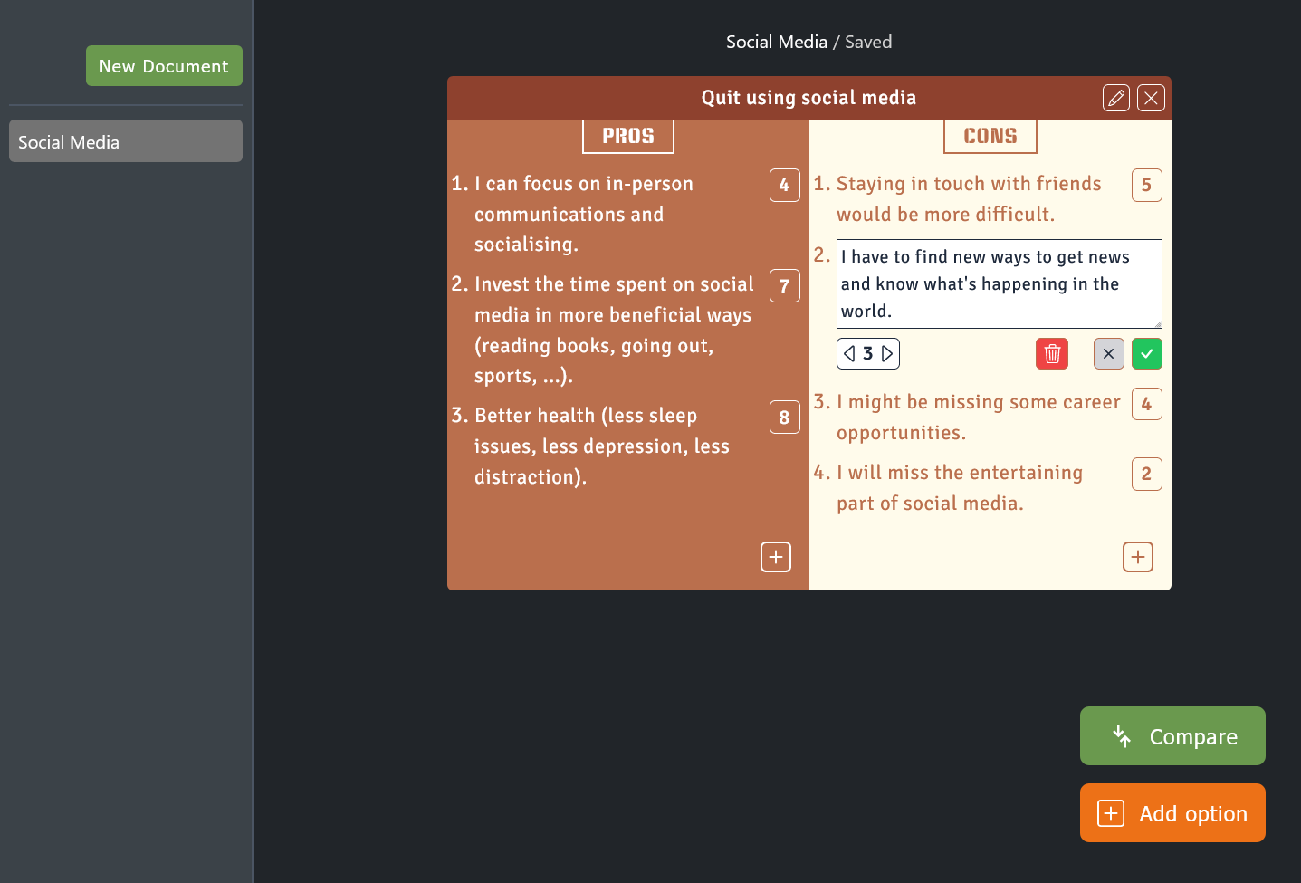 Weighted Decision Project Screenshot